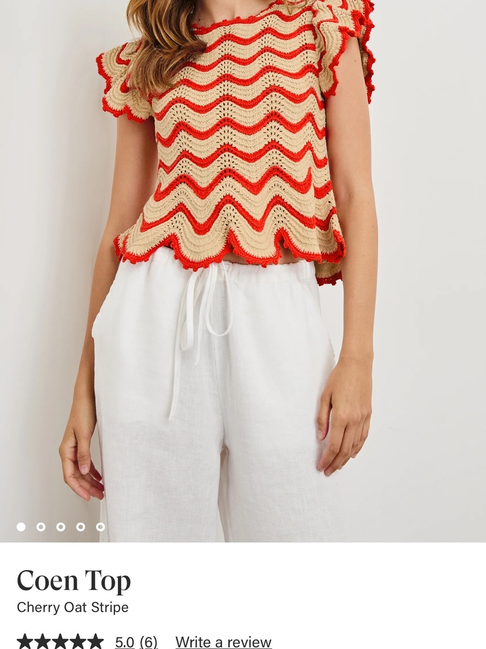 Rails Cherry Oat Stripe Crochet Top - Red & Cream